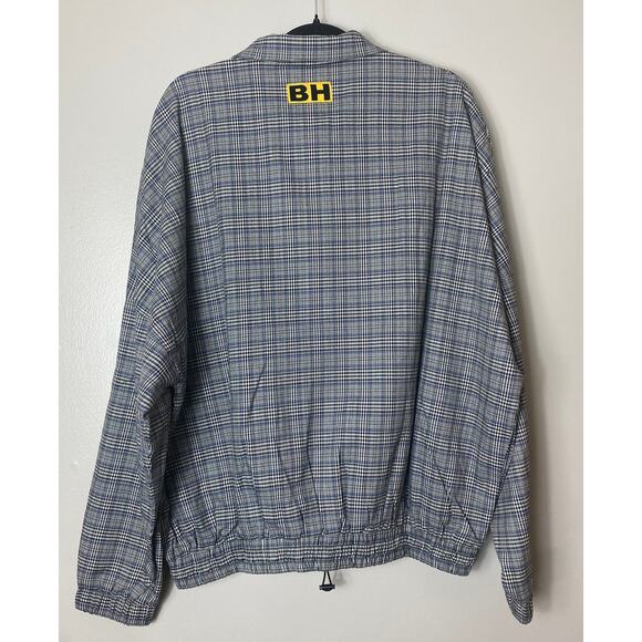 NWT BOBBLEHAUS URBAN OUTFITTERS JACKET MENS PLAID TARTAN HALF ZIP GREY - Picture 2 of 15
